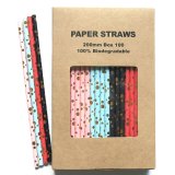 100 Pcs/Box Mixed Metallic Foil Assorted Dot Bubble Paper Straws