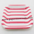 7" Striped Square Paper Plates Deep Pink 60pcs 7" Striped Square Paper Plates Deep Pink 60pcs