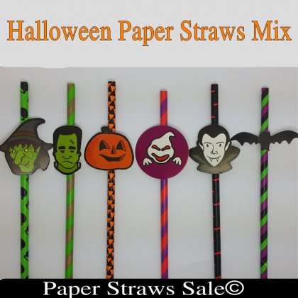 New Halloween Paper Straws 1800pcs Mixed 6 Colors [mpaperstraws053]