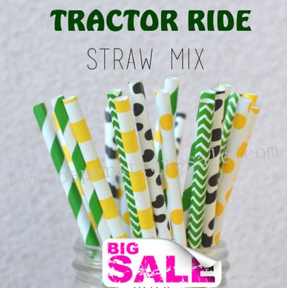 250pcs Tractor Rid Themed Paper Straws Mixed [themedstraws206]