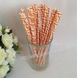 Orange L Letter Design Paper Drinking Straws 500pcs