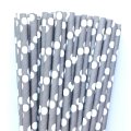 Grey Gray With White Polka Dot Paper Straws 500 Pcs Grey Gray With White Polka Dot Paper Straws 500 Pcs