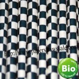 Navy Blue Checkered Paper Straws 500pcs