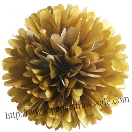 8" and 14" Paper Pom Pom Tissue Gold 20pcs