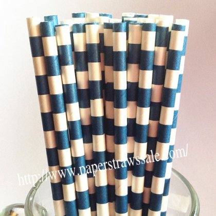 Navy White Circle Stripe Paper Straws 500pcs [sspaperstraws015]