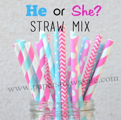 200pcs He or She Theme Paper Straws Mixed [themedstraws051]