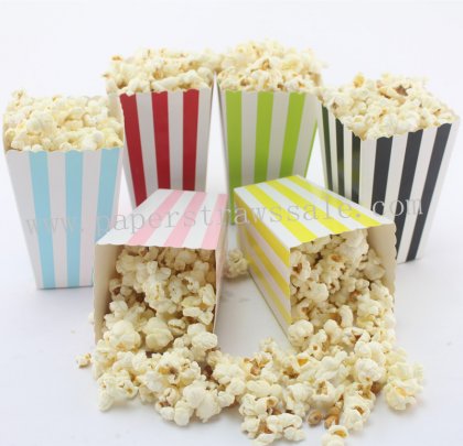 360pcs Mix 6 Colors Striped Paper Popcorn Boxes [popcornboxes027]