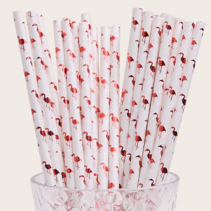 Flamingo Paper Straws Metallic Red Foil 500 pcs