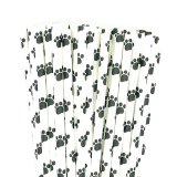 Dog Puppy Cat Pet Black Paw Paper Straws 500 Pcs