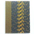100 Pcs/Box Mixed Metallic Gold Foil Black Paper Straws