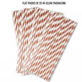 Metallic Foil Rose Gold Stripe Paper Straws Clearance