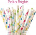 250pcs POLKA BRIGHTS Themed Paper Straws Mixed