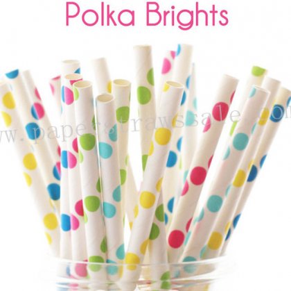 250pcs POLKA BRIGHTS Themed Paper Straws Mixed [themedstraws194]