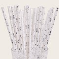 Bubble Assorted Dot Paper Straws Metallic Silver Foil 500 pcs