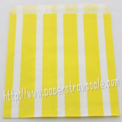 Yellow Vertical Striped Paper Favor Bags 400pcs