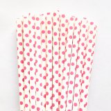 White With Hot Pink Swiss Dot Paper Straws 500 Pcs