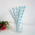 Light Sky Blue Polka Dot Paper Straws 500pcs