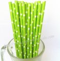 White Star Print Lime Green Paper Straws 500pcs