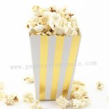 Metallic Gold Foil Striped Paper Popcorn Boxes 36pcs