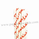 Orange Flags Printed Paper Drinking Straws 500pcs