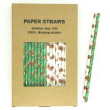100 Pcs/Box Mixed Football Rugby Touch Down Party Paper Straws