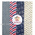 200pcs Nautical Party Paper Straws Mixed