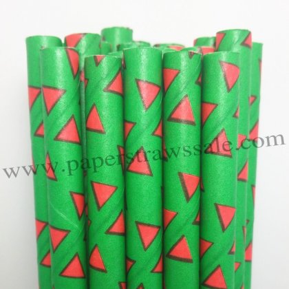 Red Triangle Christmas Green Paper Straws 500pcs [cnpaperstraws002]