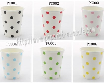 360pcs 90Z Polka Dot Paper Drinking Cups Mixed 6 Colors [dpapercups032]