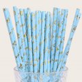 Princess Crown Paper Straws Light Blue Gold Foil 500 pcs Princess Crown Paper Straws Light Blue Gold Foil 500 pcs