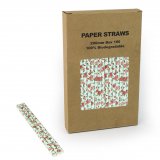 100 pcs/Box Flower Light Blue Rose Paper Straws