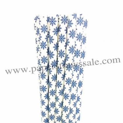 Christmas Blue Snowflake Paper Straws 500pcs [cnpaperstraws009]