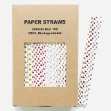 100 Pcs/Box Mixed Metallic Foil Heart Paper Straws