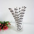 Black Polka Dot Printed White Paper Straws 500pcs