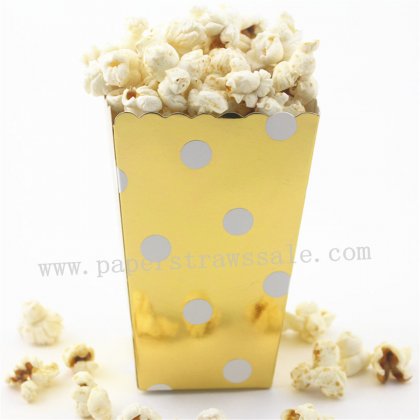 Metallic Gold Foil Popcorn Boxes Polka Dot 36pcs [popcornboxes020]