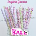 200pcs ENGLISH GARDEN Paper Straws Mixed