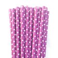 White Swiss Dot Deep Purple Paper Straws 500 Pcs