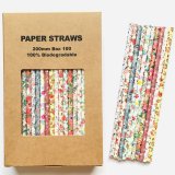 100 Pcs/Box Mixed 10 Flower Styles Garden Floral Paper Straws