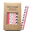 100 Pcs/Box Mixed Black Pink Zebra Diva Paper Straws 100 Pcs/Box Mixed Black Pink Zebra Diva Paper Straws