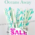 250pcs OCEANS AWAY Themed Paper Straws Mixed