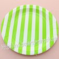 9" Round Paper Plates Green Striped 60pcs