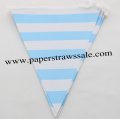 Blue Striped Party Paper Bunting Flags 20 Strings Blue Striped Party Paper Bunting Flags 20 Strings