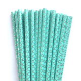 Mermaid Aqua Silver Foil Scale Paper Straws 500 pcs