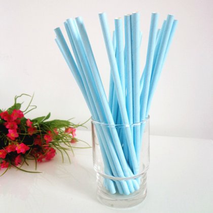 Solid Color Light Sky Blue Paper Straws 500pcs [scpaperstraws001]