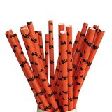 Halloween Party Black Bat Orange Paper Straws 500 Pcs