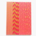 100 Pcs/Box Mixed Metallic Gold Foil Red Wrapped Up Paper Straws
