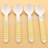 Yellow Striped Print Wooden Spoons 100pcs