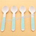 Aqua Striped Print Wooden Spoons 100pcs