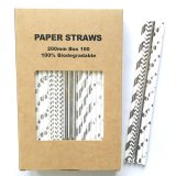 100 Pcs/Box Mixed Metallic Foil Silver Paper Straws