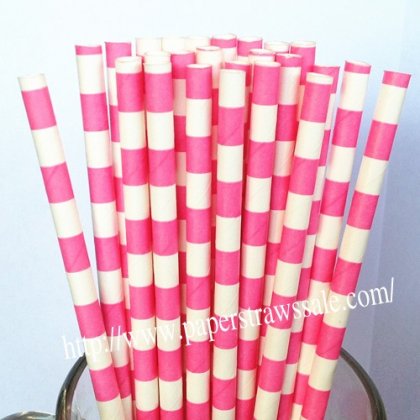 Hot Pink Sailor Striped Paper Straws 500pcs [sspaperstraws004]