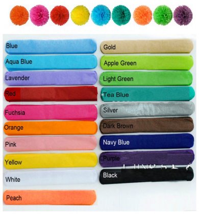 8" Pom Pom Tissue 190pcs Mixed 19 Colors [pomtissue8001]